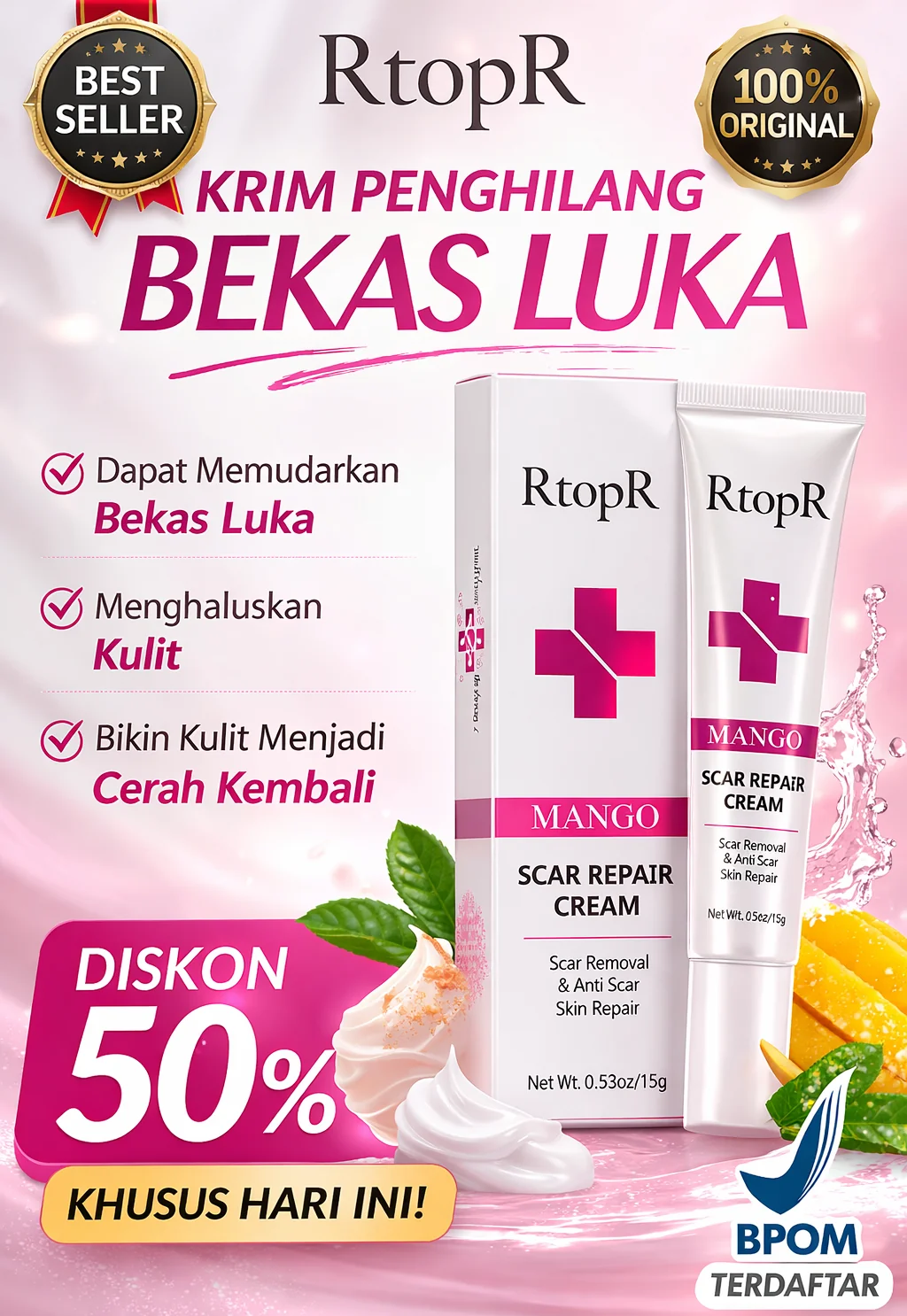 Produk krim penghilang bekas luka