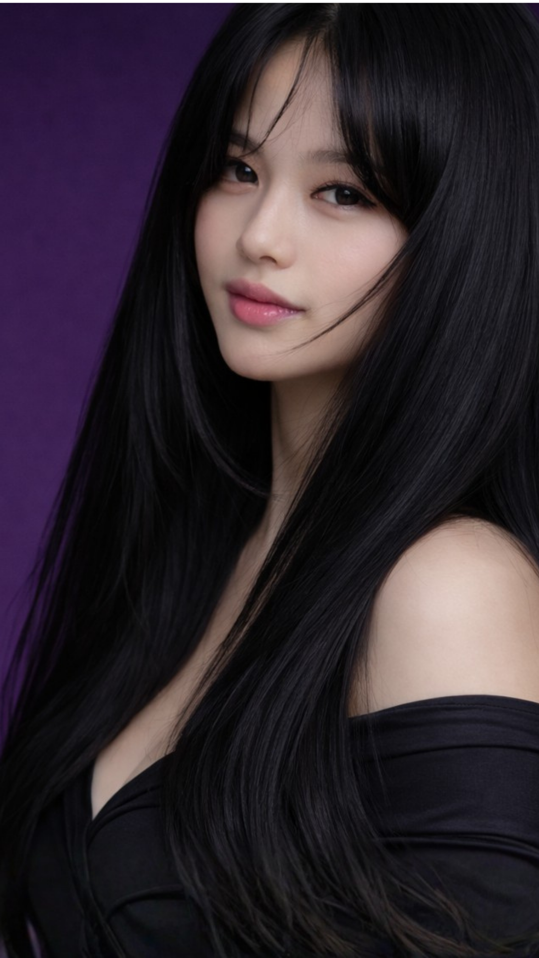 Model with healthy restored black hair