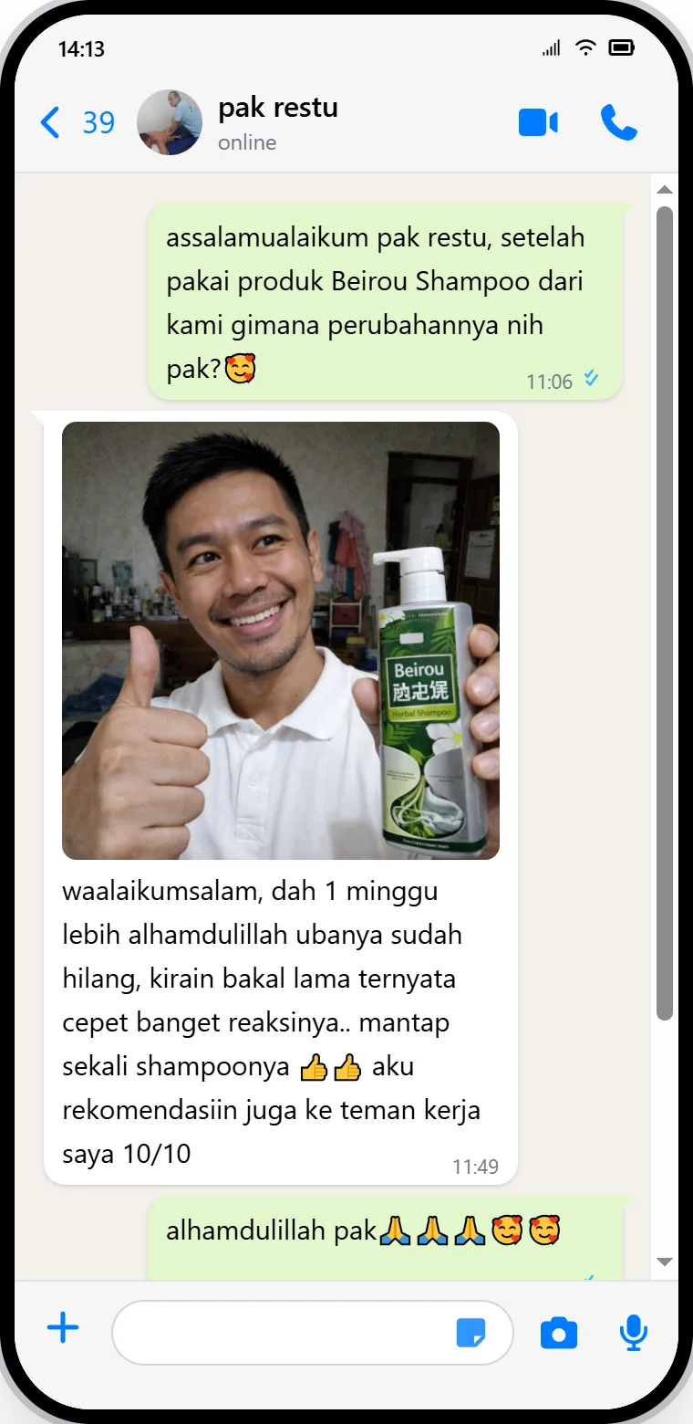 Screenshot testimoni WhatsApp Beirou 2